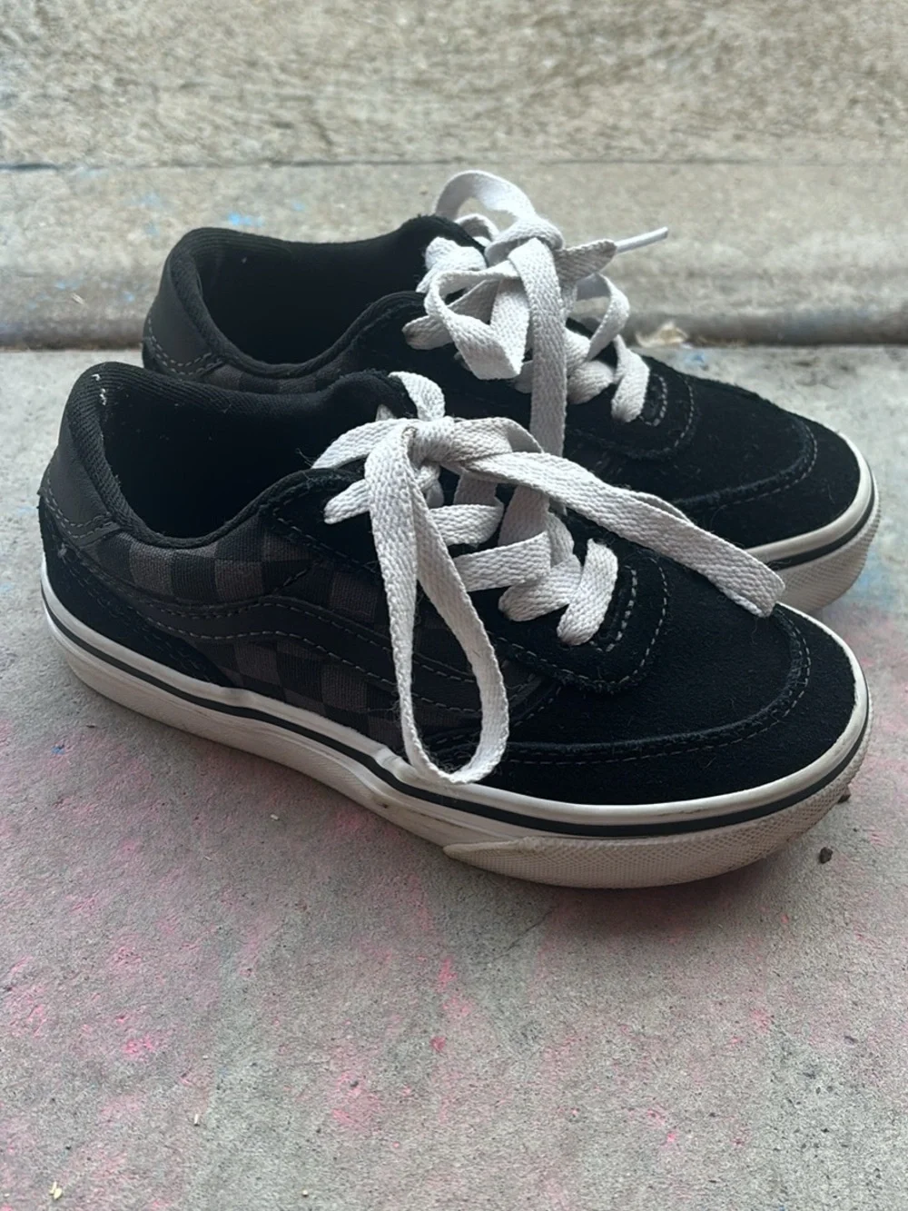 Vans Kids Black & White Checkerboard Skate Sneakers